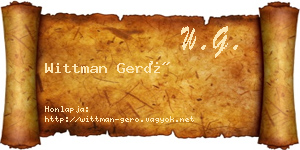 Wittman Gerő névjegykártya